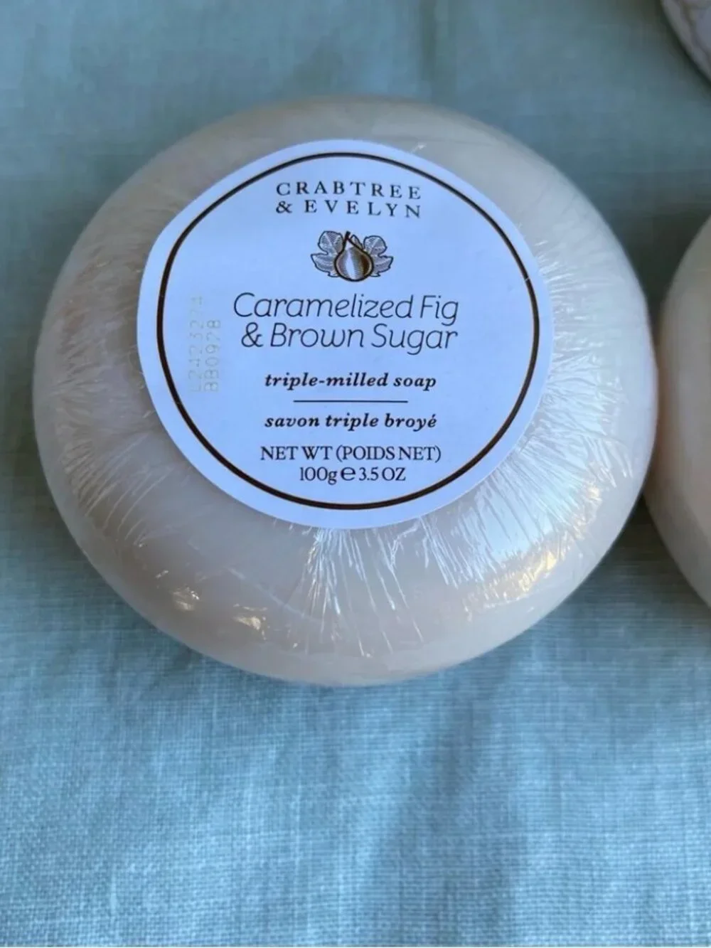 NWT Crabtree & Evelyn set of 3 Carmelized Fig & Brown Sugar soaps 100g each